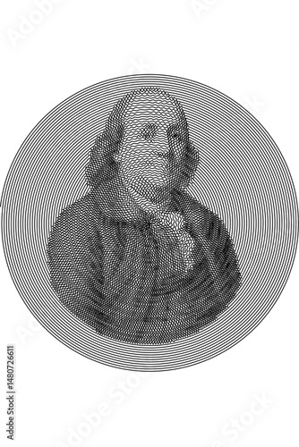 Spiral Benjamin Franklin SVG – Hypnotic Swirl Portrait of American Founding Father for Historical, Patriotic, and Artistic Projects