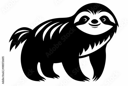 sloth silhouette line art vector illustration with a white background