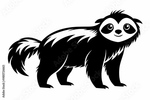 sloth silhouette line art vector illustration with a white background