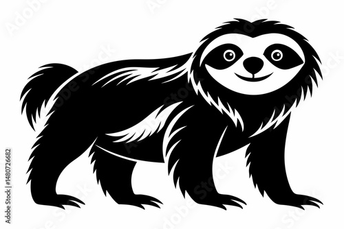 sloth silhouette line art vector illustration with a white background