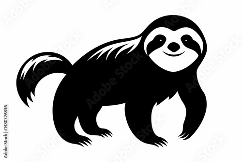sloth silhouette line art vector illustration with a white background