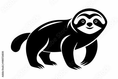 sloth silhouette line art vector illustration with a white background
