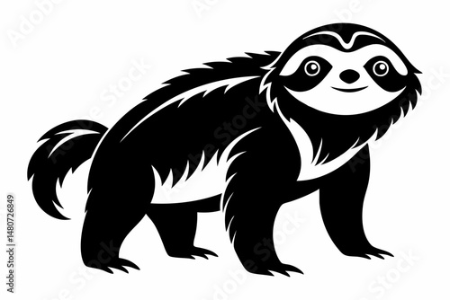 sloth silhouette line art vector illustration with a white background