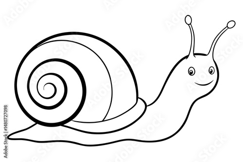 snail silhouette line art vector illustration with a white background
