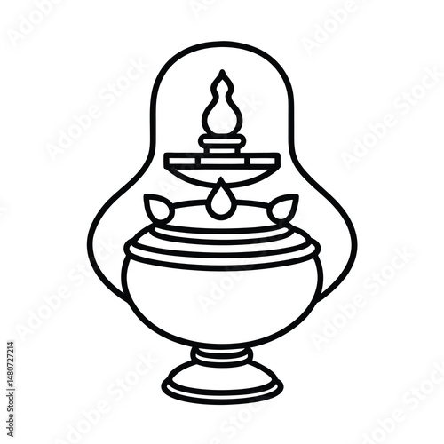 earthen lamp traditional line art vector