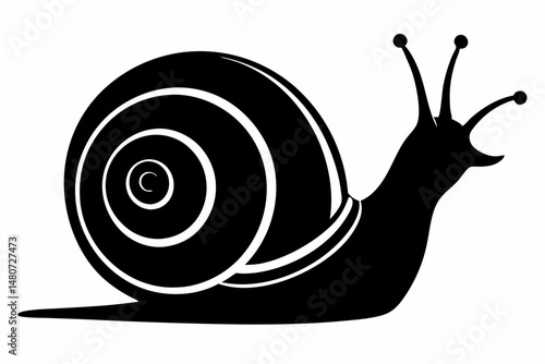 snail silhouette line art vector illustration with a white background