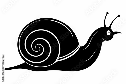 snail silhouette line art vector illustration with a white background