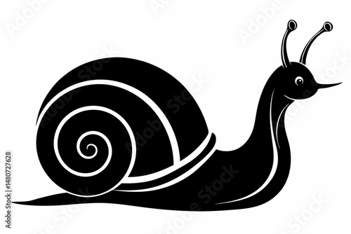 snail silhouette line art vector illustration with a white background