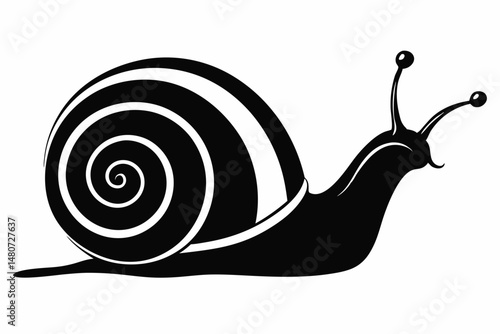 snail silhouette line art vector illustration with a white background