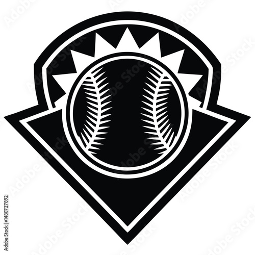 This baseball emblem vector illustration features a classic symbol design, a vector icon often used in business or as a web element