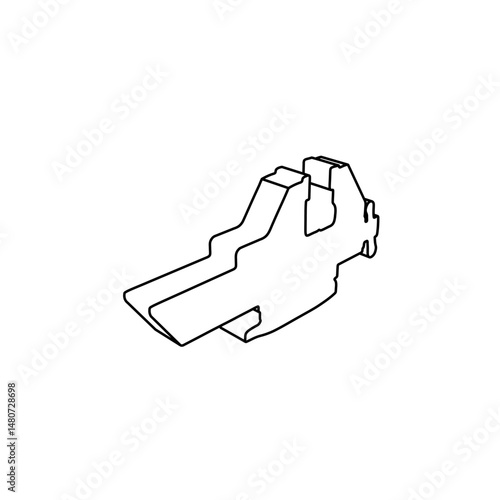 The outline of a large vise symbol is made with black lines. 3D view of the object in perspective. Vector illustration on white background