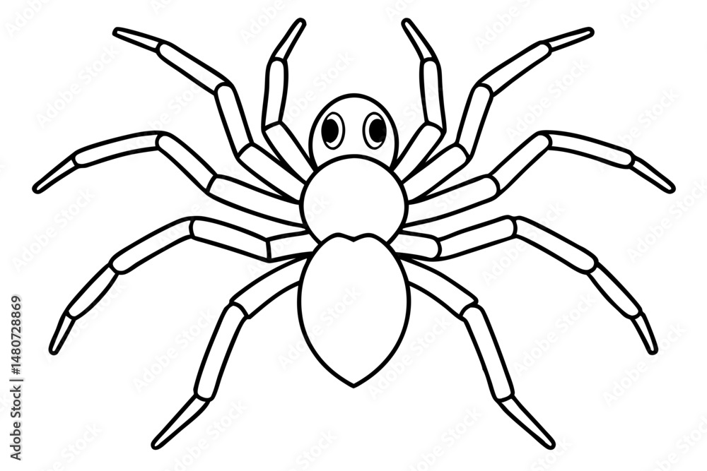 Obraz premium spider silhouette line art vector illustration with a white background