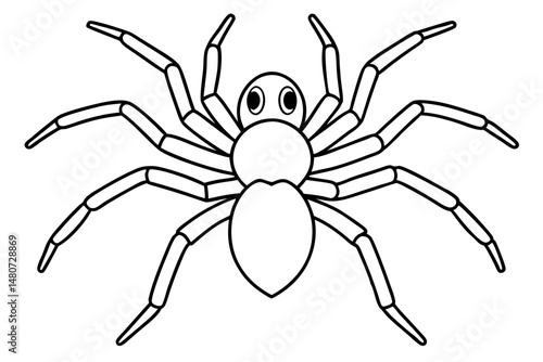 spider silhouette line art vector illustration with a white background