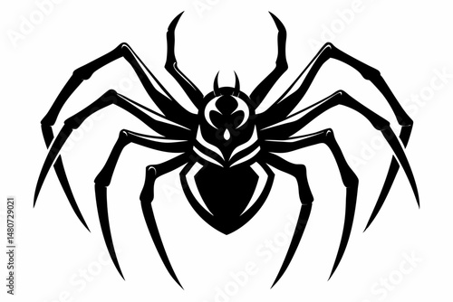 spider silhouette line art vector illustration with a white background