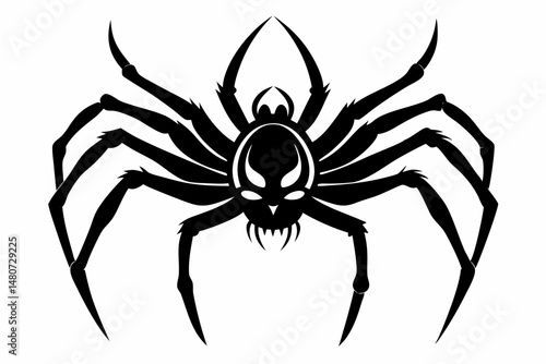 spider silhouette line art vector illustration with a white background