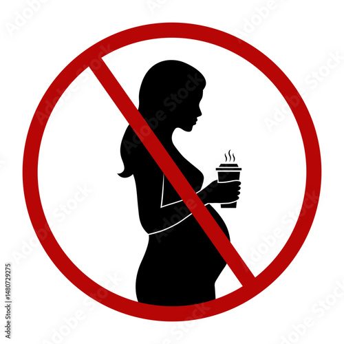 Caffeine prohibited for pregnant woman. Pictogram