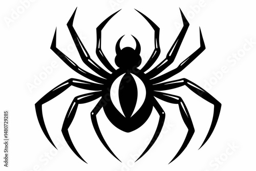 spider silhouette line art vector illustration with a white background
