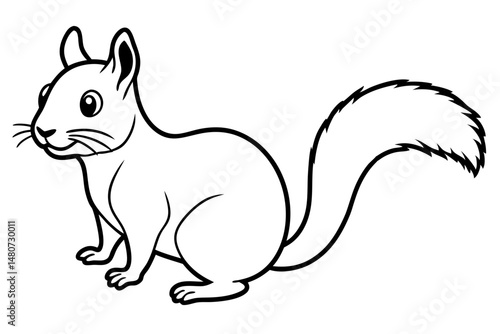 squirrel silhouette line art vector illustration with a white background