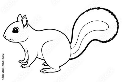 squirrel silhouette line art vector illustration with a white background