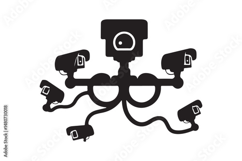 Surveillance Camera Icon Multi-CCTV System Vector for Security and Monitoring Design