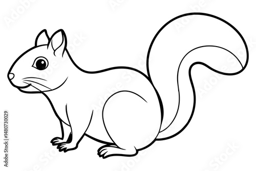 squirrel silhouette line art vector illustration with a white background