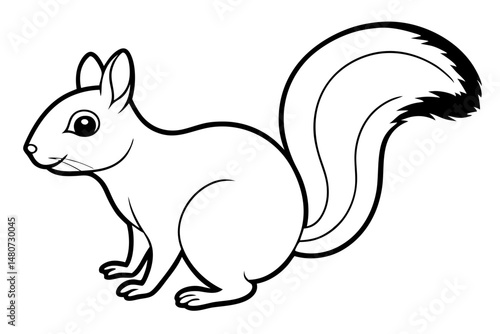 squirrel silhouette line art vector illustration with a white background