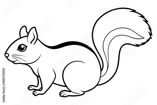 squirrel silhouette line art vector illustration with a white background