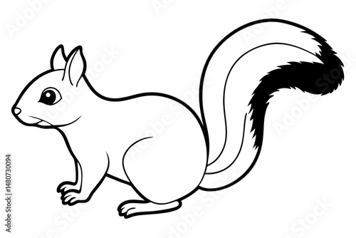 squirrel silhouette line art vector illustration with a white background