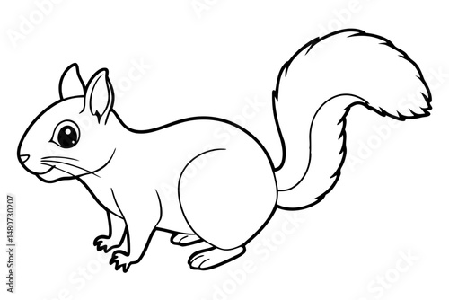 squirrel silhouette line art vector illustration with a white background