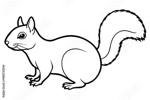 squirrel silhouette line art vector illustration with a white background