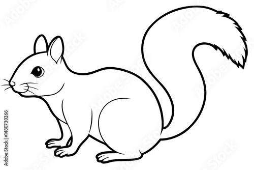 squirrel silhouette line art vector illustration with a white background