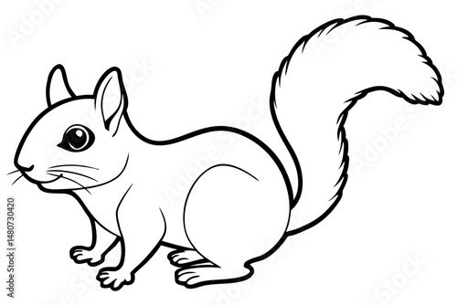 squirrel silhouette line art vector illustration with a white background