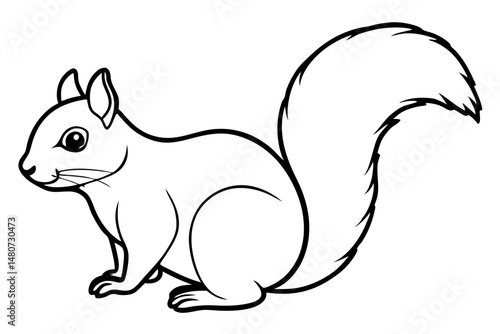 squirrel silhouette line art vector illustration with a white background