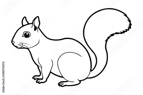 squirrel silhouette line art vector illustration with a white background