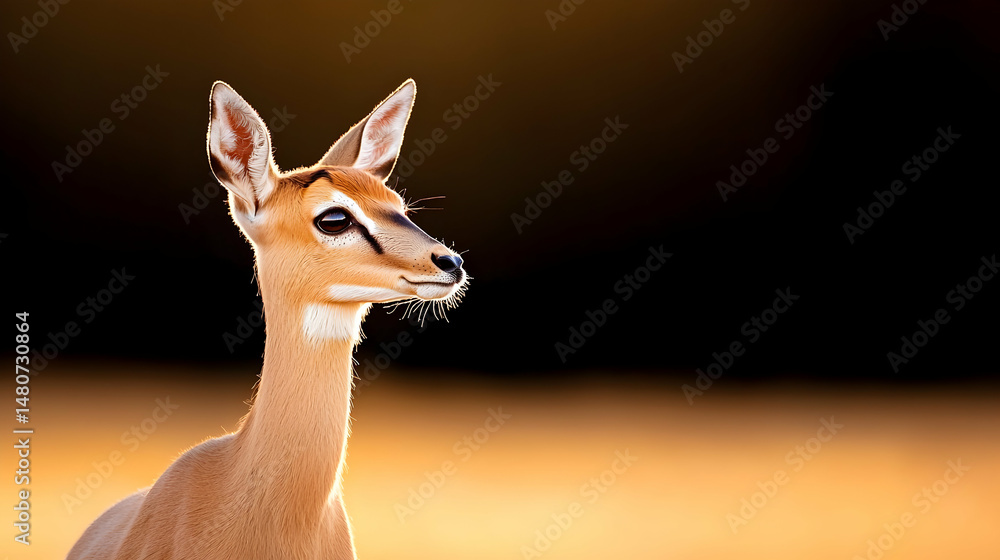 Obraz premium Light Brown Antelope Gazelle at Sunset in African Savanna