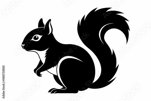 squirrel silhouette line art vector illustration with a white background