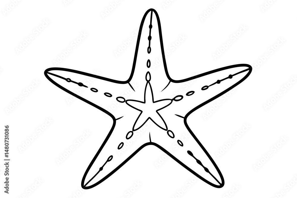 Fototapeta premium starfish silhouette line art vector illustration with a white background