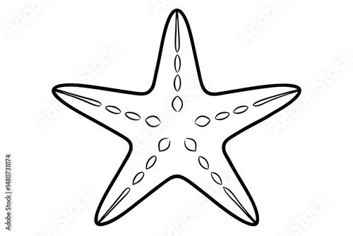 starfish silhouette line art vector illustration with a white background