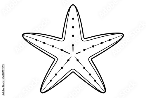 starfish silhouette line art vector illustration with a white background