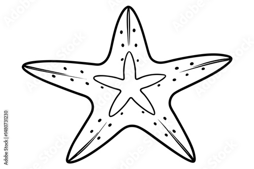 starfish silhouette line art vector illustration with a white background