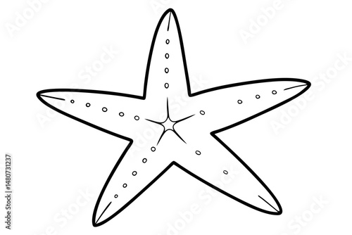 starfish silhouette line art vector illustration with a white background