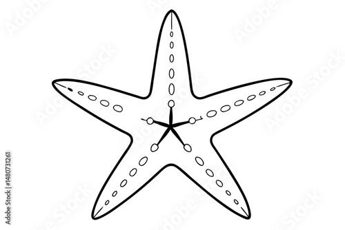 starfish silhouette line art vector illustration with a white background