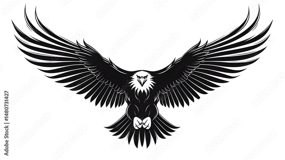 Obraz premium Detailed silhouette of a cartoon eagle in vector illustration for graphic design projects