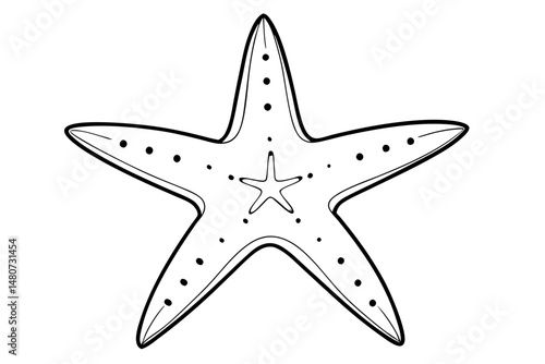 starfish silhouette line art vector illustration with a white background