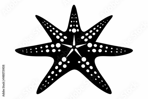 starfish silhouette line art vector illustration with a white background