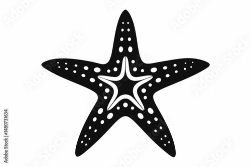 starfish silhouette line art vector illustration with a white background