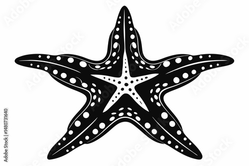 starfish silhouette line art vector illustration with a white background