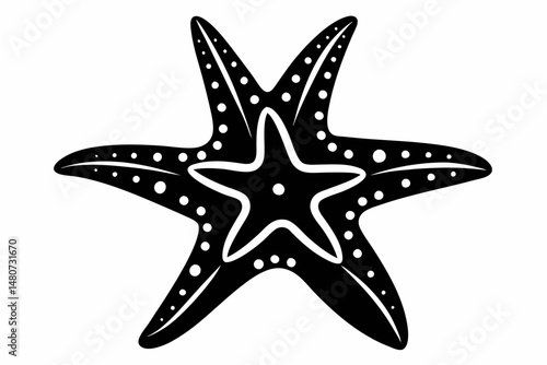 starfish silhouette line art vector illustration with a white background