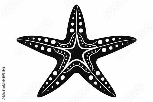 starfish silhouette line art vector illustration with a white background