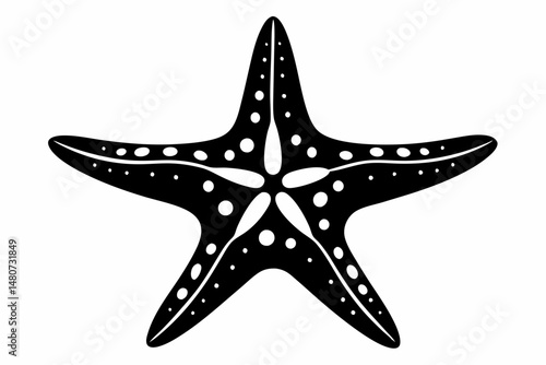 starfish silhouette line art vector illustration with a white background